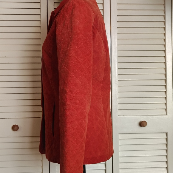 Bagatelle Suede Leather Rust Quilted Women's Blazer - Picture 4 of 13